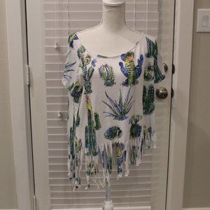 Turquoise Haven cactus blouse